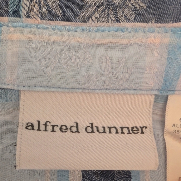 Alfred Dunner Floral Plaid Button Down Shirt Bleu  Boho Retro Size 18 - Picture 10 of 12
